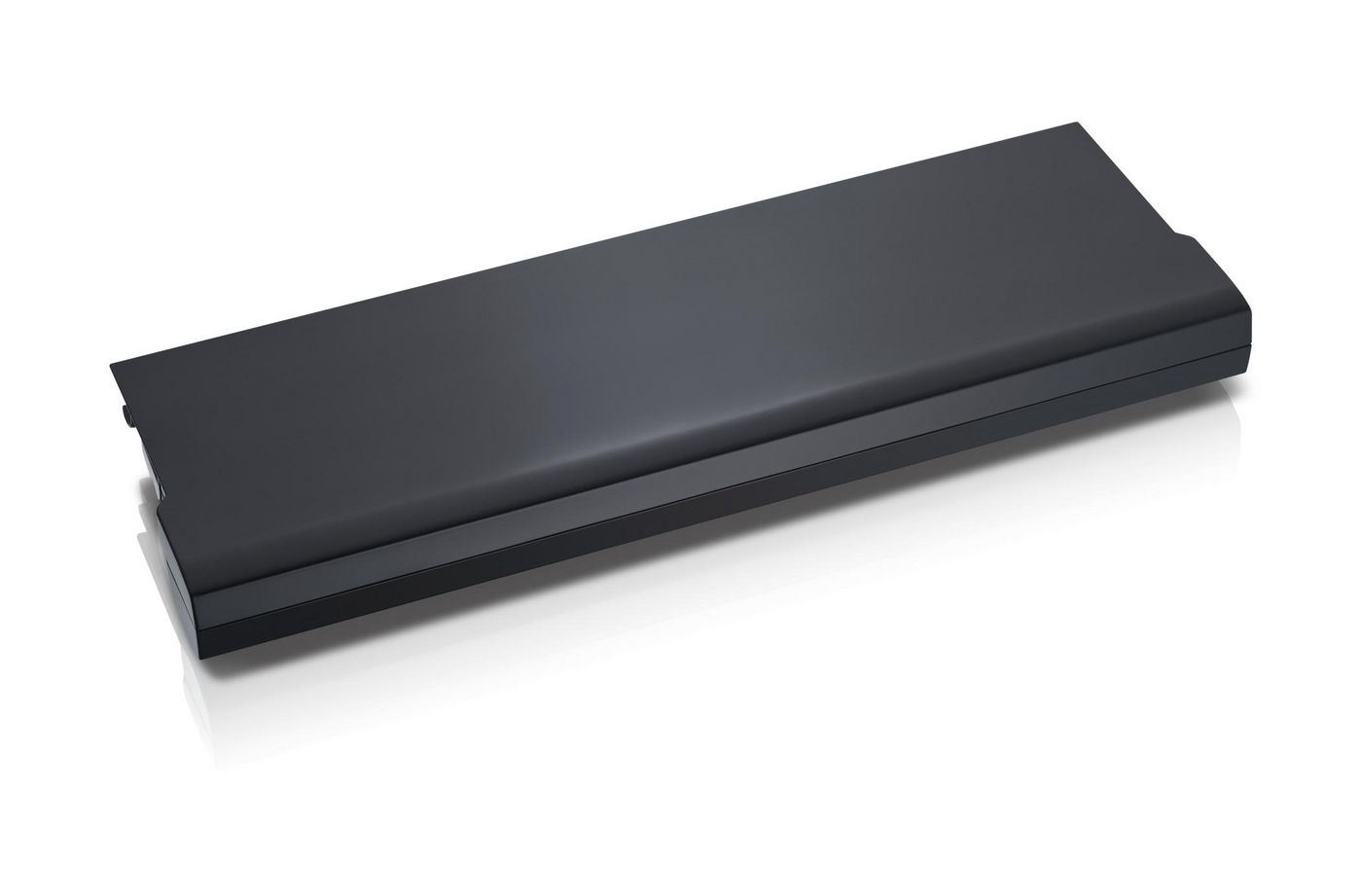 Black rectangular laptop battery with a smooth, matte finish, featuring a slim profile and no visible branding, designed for Dell laptops.