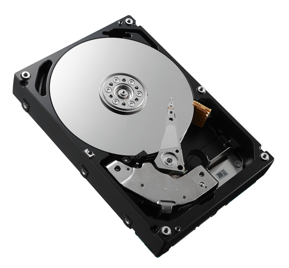 Internal hard drive with a sleek black casing, featuring a shiny silver disk, 1.8 TB capacity, 10,000 RPM speed, and a 2.5" SAS interface.