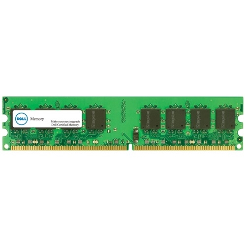 Green circuit board memory module with one 8 GB DDR3 chip, featuring black memory chips and gold connectors at the bottom, labeled with Dell branding.