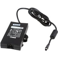 Black Dell 130W AC adapter with 7.4 x 5mm barrel connector and attached power cord for Latitude E Series.