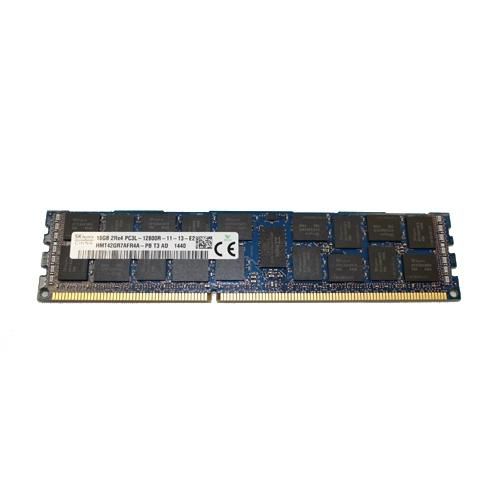 Dell 16GB DIMM RAM module, 1600MHz, featuring a blue PCB with black memory chips, gold connectors at the bottom, and a white label with specifications and CE marking.