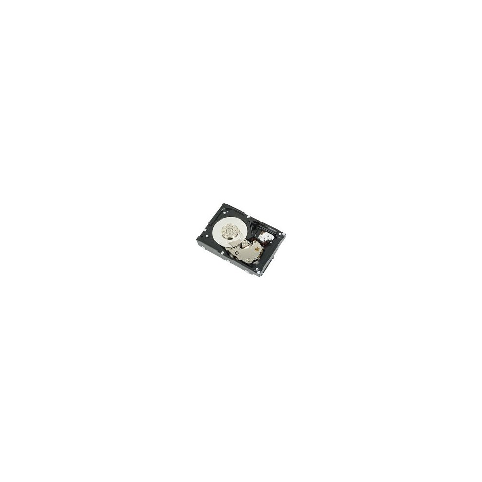 Dell 2TB SAS 7200rpm internal hard drive in a black metal casing, featuring a circular silver disk and connectors for installation in a 3.5" drive bay.