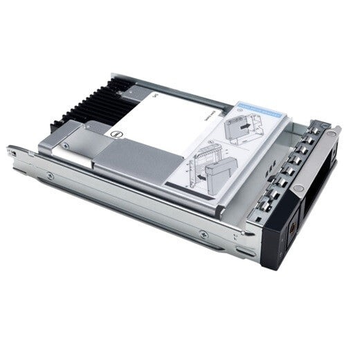 Silver and black internal solid state drive with a 2.5-inch form factor, featuring a heatsink, mounting bracket, and installation guide visible on top.