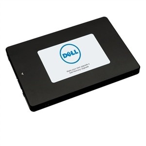 Black 2.5" internal solid state drive with a white Dell logo on the front, featuring a sleek design and 480 GB storage capacity, compatible with Serial ATA I interfaces.