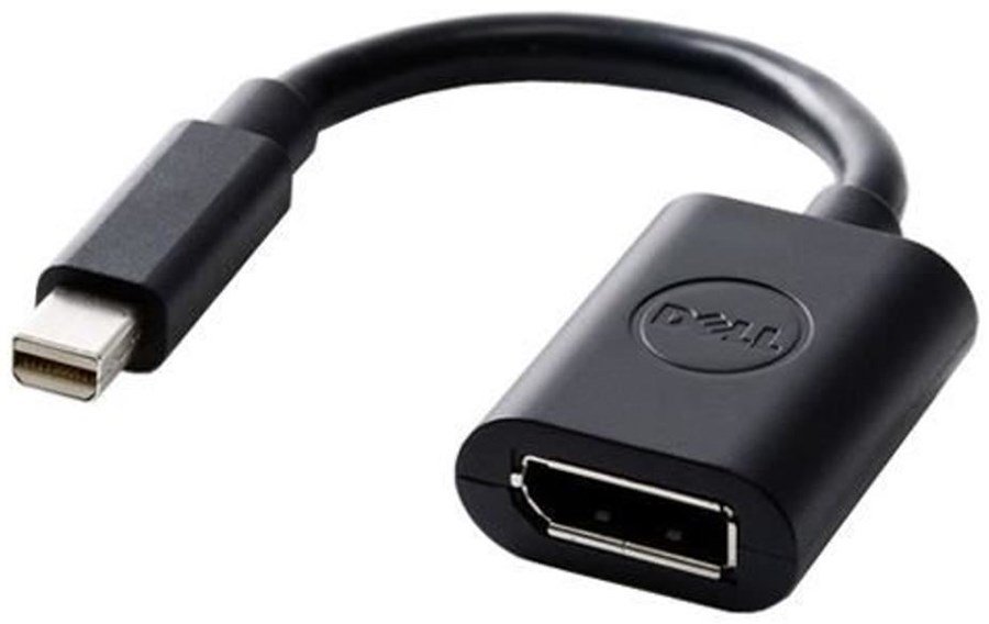 Black video cable adapter with a 20-pin DisplayPort connector on one end and a rectangular output port, designed for Apple devices, measuring 0.203 meters in length.