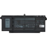 Black Dell 4M1JN laptop battery with label, connector ports, and safety icons.