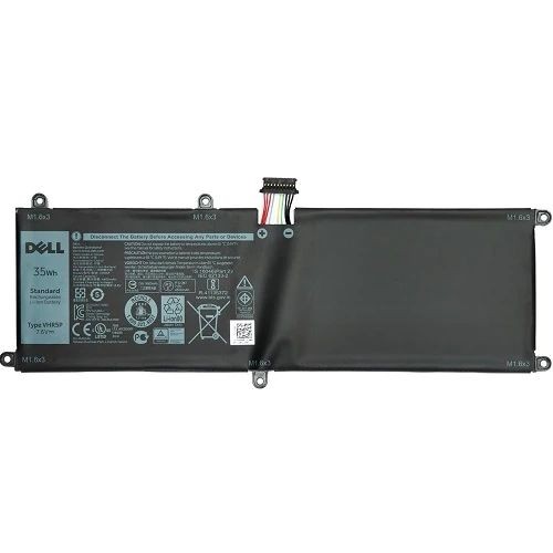 Dell 51Wh 4-cell lithium-ion battery featuring a black casing, labeled specifications, and a connector with multiple wires for laptop compatibility.
