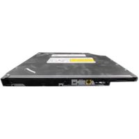 Slim Dell 8X DVD+/-RW optical drive, black casing, front disc slot, rear connection ports.
