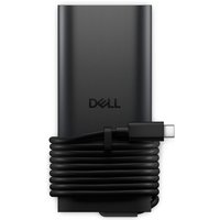 Black Dell 130W power adapter with a compact design and coiled cable attached.