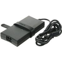 Black Dell 130W power adapter for Inspiron 5150 with attached AC cord and rectangular design.
