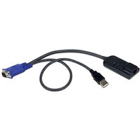 Black Dell KVM cable with VGA and USB connectors, featuring a blue VGA plug and a compact USB end.