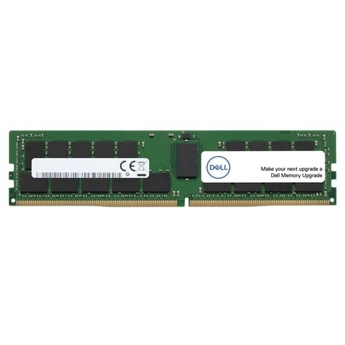 32 GB DDR4 ECC memory module by Dell, featuring a green PCB with black memory chips and a white label, designed for reliable performance in computing systems.