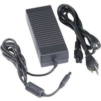 Black Dell 130W AC adapter with ribbed surface, detachable power cord, and connector cable.