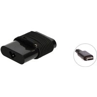 Black Dell 65W AC power adapter with USB Type-C connector and ribbed grip design.