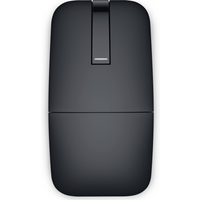 Black Dell Bluetooth travel mouse with sleek design and central scroll strip