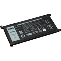 Black Dell CYMGM laptop battery with printed specifications and Dell logo.