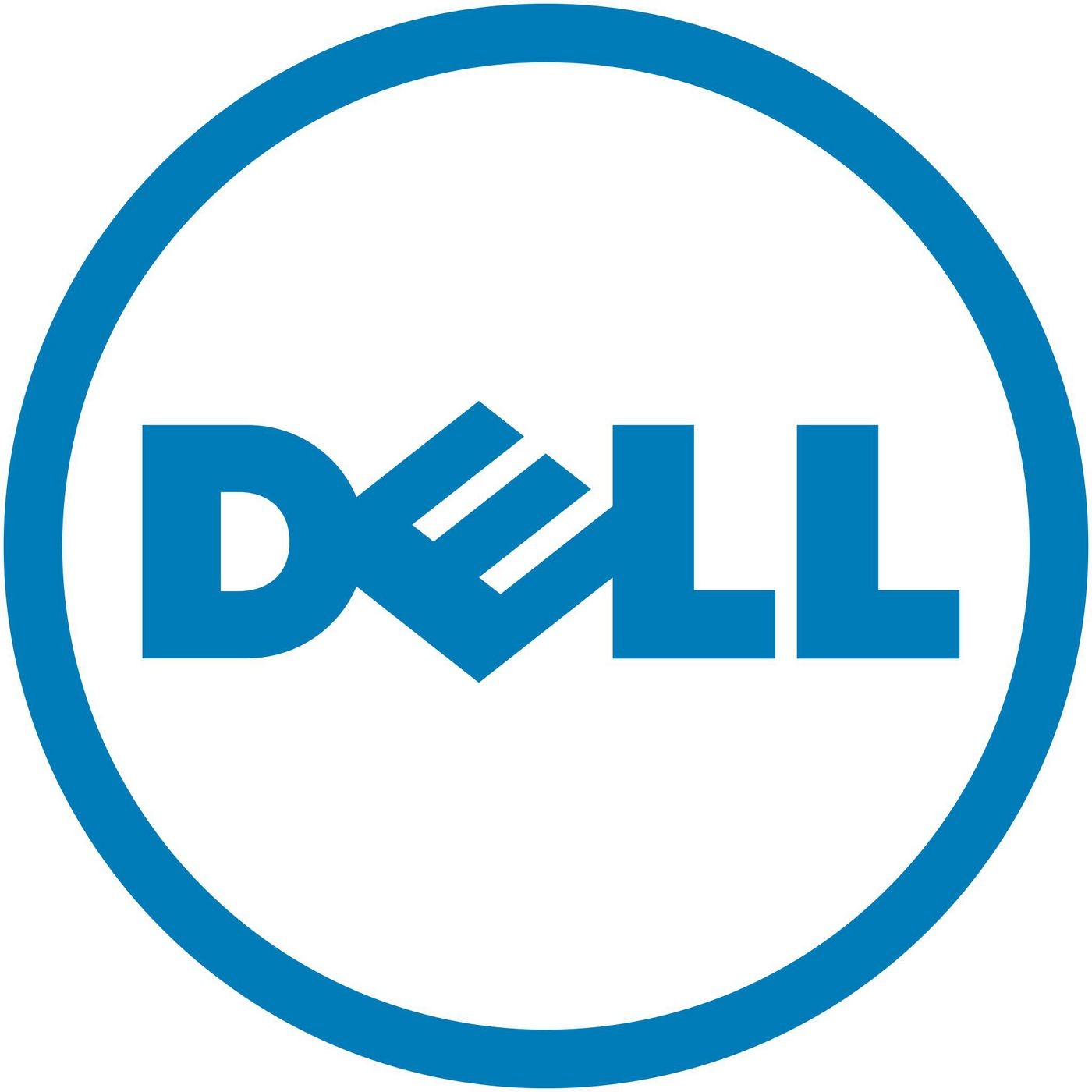 Blue circular logo featuring the word "DELL" in bold, capital letters, with a stylized "E" and a clean, modern design.