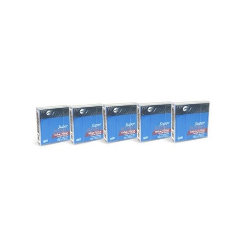 Five blue and silver DELL JJD72 Backup Storage Media Blank Data Tapes, each labeled with "Super" and featuring a clear plastic casing, designed for 1500 GB LTO storage.
