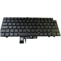 Black Dell UK QWERTY keyboard with flat keys, compact design, and ribbon cable connector.