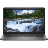 Dell Latitude 3450 laptop, 14" Full HD display, black chassis, Intel Core i7, with a scenic waterfall wallpaper on screen.
