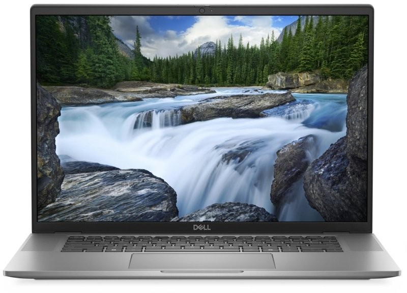 Silver Dell Latitude 7650 laptop with a 16-inch Full HD+ display, showcasing a scenic nature background, featuring 16 GB RAM, 512 GB SSD, and Windows 11 Pro.