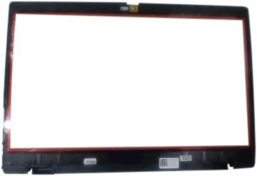 Black LCD rim with a red accent, designed for Dell Liude, featuring a smooth plastic finish and cutouts for connectors and mounting points.