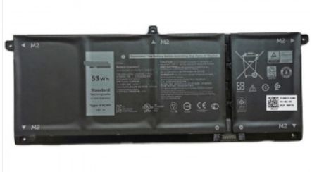 Black DELL main battery pack with a capacity of 15V and 3530mAh, featuring labels, barcodes, and connection points, designed for compatibility with Dell laptops.