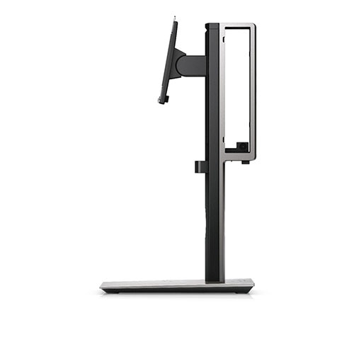 Dell MFS18 monitor stand in black and silver, featuring a sleek design with a sturdy base and adjustable height for optimal viewing angles.
