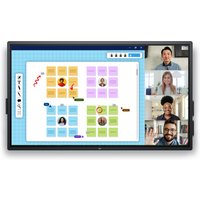 Dell P7525QT 74.5" LCD 4K Ultra HD display with thin bezels, showing a video conference and digital whiteboard.