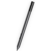 Black Dell PN557W stylus pen with sleek design, clip, and fine tip, weighing 20.4 g.