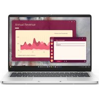Silver Dell Pro 14 laptop with 14" Full HD+ display, sleek design, UK keyboard, and Windows 11 Pro interface.