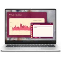 Silver Dell Pro 14 laptop with Intel Core Ultra 7, featuring a 14-inch display showing graphs and chat windows.