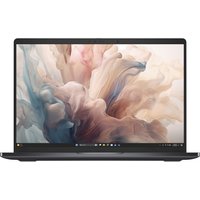 Dell Pro 14 laptop with slim black bezel, 14-inch display, abstract wallpaper, and sleek silver body.