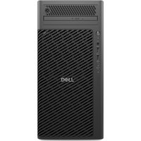 Black Dell tower PC with textured front panel, optical drive slot, USB ports, and power button on the front.