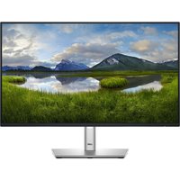 Black Dell Pro Plus P2425H monitor, 23.8" Full HD LCD, slim bezels, silver stand with a nature landscape on screen.