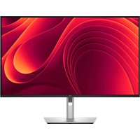 Dell Pro Plus P3225QE 31.5" monitor, 4K Ultra HD, black frame, grey stand, vibrant red abstract display.