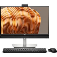 Black and silver Dell all-in-one PC with 24" display, slim bezels, wireless keyboard, and mouse.