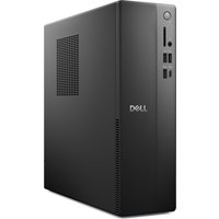 Black Dell Pro QVS1260 slim PC with vertical design, front USB ports, and power button on top right corner.