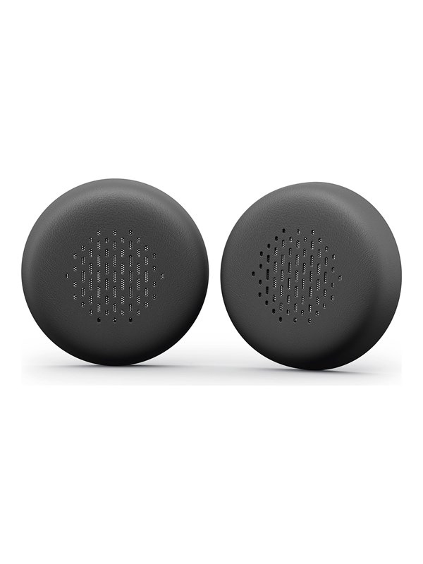Black, circular ear cushions designed for the DELL Pro Wireless Headset HE424, featuring a textured surface with small perforations for enhanced sound quality.