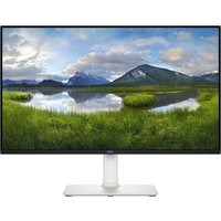 Dell S2425HS monitor, 23.8-inch, slim black bezel, silver stand, displaying scenic landscape with mountains and lake.
