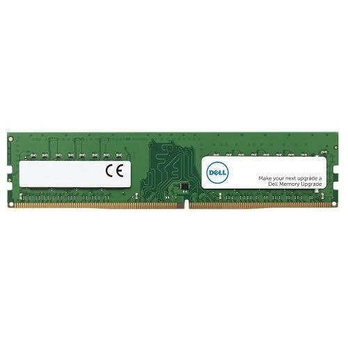 Green circuit board with a single 32 GB DDR4 memory module, featuring a white Dell logo and CE mark, and gold connectors at the bottom.