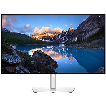 Dell UltraSharp 27 USB-C Hub Monitor features a sleek black frame, a 27-inch display with vibrant colors, and a silver stand, ideal for professional use and connectivity.