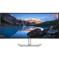 Dell UltraSharp U3425WE monitor, 34.1" curved screen, 3440x1440 WQHD, black bezel, silver stand, landscape display.