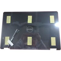 Black Dell laptop cover with six yellow adhesive strips and Dell logo in center.