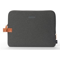 Anthracite Dicota laptop sleeve, 14-inch, with brown leather accents and subtle texture.