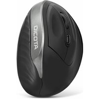 Black Dicota gaming mouse, ergonomic right-hand design, silver accent, Bluetooth, 1600 DPI, USB-C port.