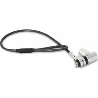 Silver Dicota cable lock with 0.3m length, featuring a black flexible cable and secure locking mechanism.
