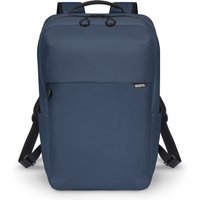 Blue Dicota backpack made from recycled polyester, featuring a sleek design with black straps and subtle branding.