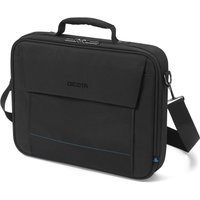 Black Dicota D3250201 laptop briefcase, 14-inch, with handle, shoulder strap, front pocket, and zipper closure.