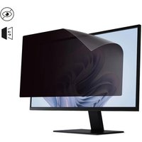 Frameless Dicota 34" monitor privacy filter, black, semi-transparent, curved to fit screen, with anti-glare feature.